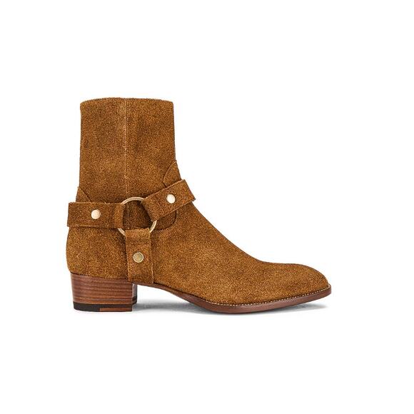 Saint Laurent Suede Leather Boot West Harness Cowboy Western Coastal Sz 37/7 - Picture 1 of 13